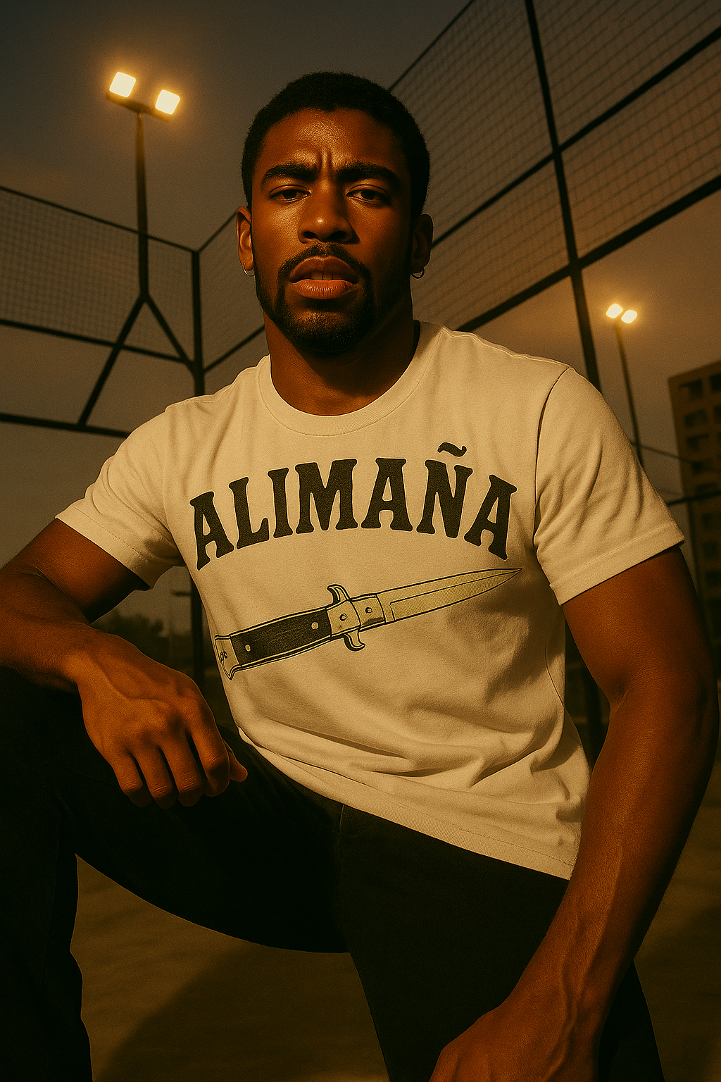 ALIMAÑA T-Shirt with Switchblade Graphic - design-applied-model-7-variant-1-2025-04-27T19-23-51-510Z.png