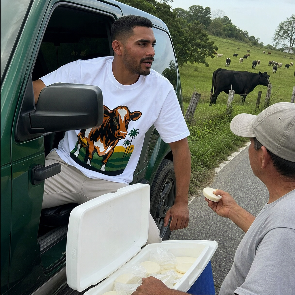 Puerto Rican adult wearing HATILLO - Population of Humans vs. Cows in a relaxed creative setting