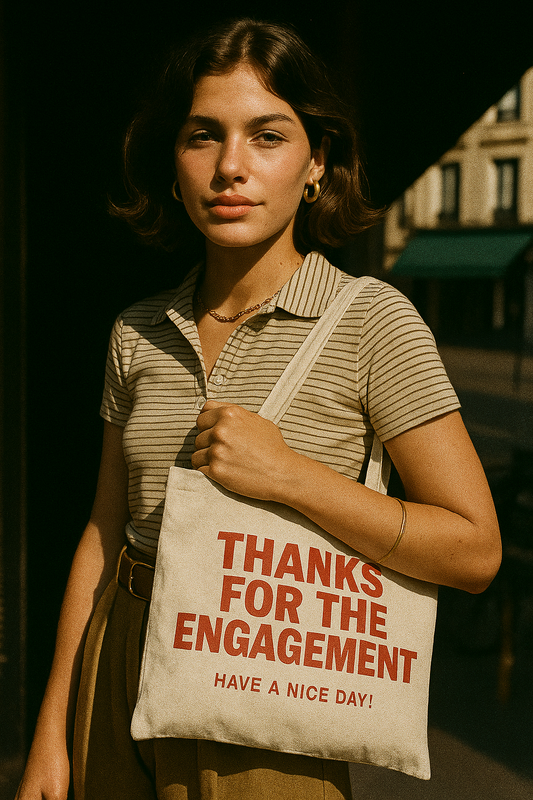Cotton Canvas Tote Bag - "Thanks for the Engagement" - Happy Island Club Design
