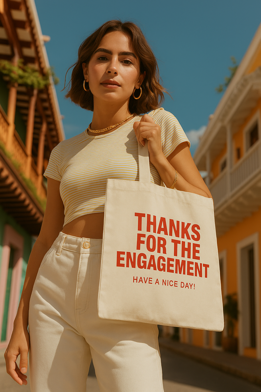 Lava Carro Cotton Canvas Tote Bag - "Thanks for the Engagement" - Happy Island Club Design