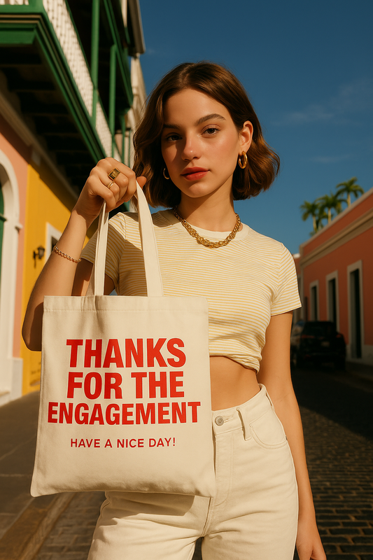 Ends Soon Cotton Canvas Tote Bag - "Thanks for the Engagement" - Happy Island Club Design