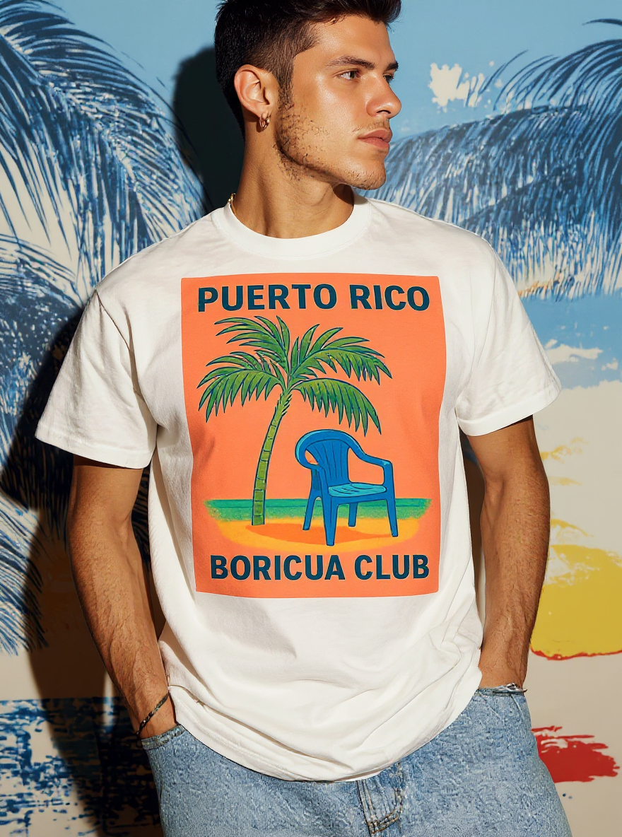 Puerto Rico Boricua Club T-Shirt - assets-task_01k0mp60wje7cbtcsakskn2mht-1753041188_img_1-on-model-1-flux-2025-07-21T20-05-59-706Z.png