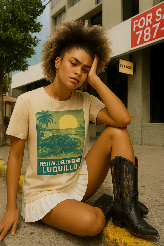 Festival del Tinglar Luquillo T-Shirt - 20250405_0909_Sidewalk Pose Style_remix_01jr313f87fe8tmtdvnhenywdg.png