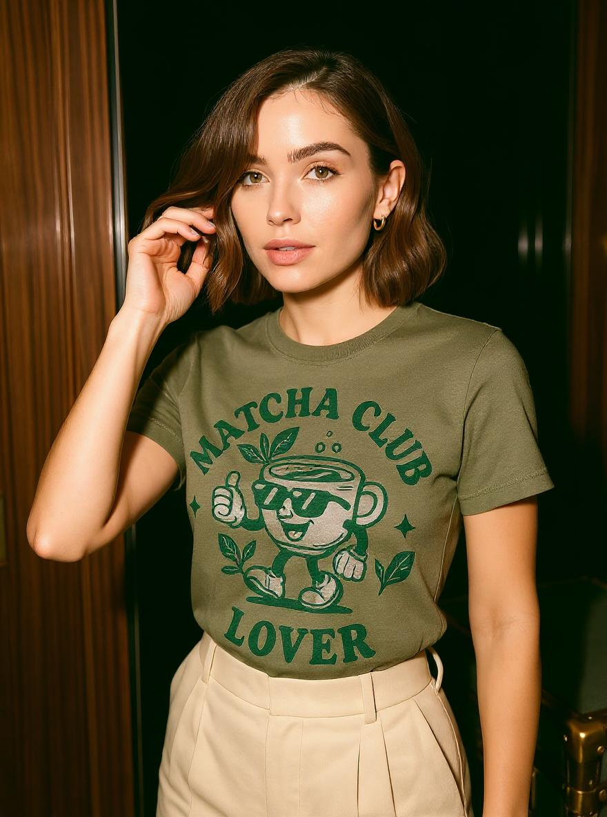 Matcha Club Lover - Heather Military Green