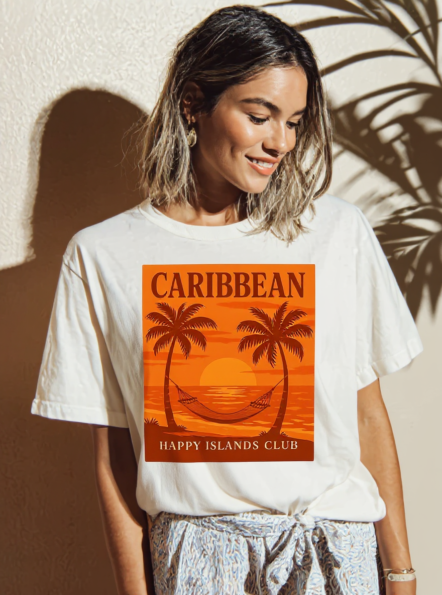 Caribbean Happy Islands Club T-Shirt - assets-task_01k0mnvzpkesery5j874y2jkwr-1753040850_img_0-on-model-1-flux-2025-07-21T20-05-31-609Z.png