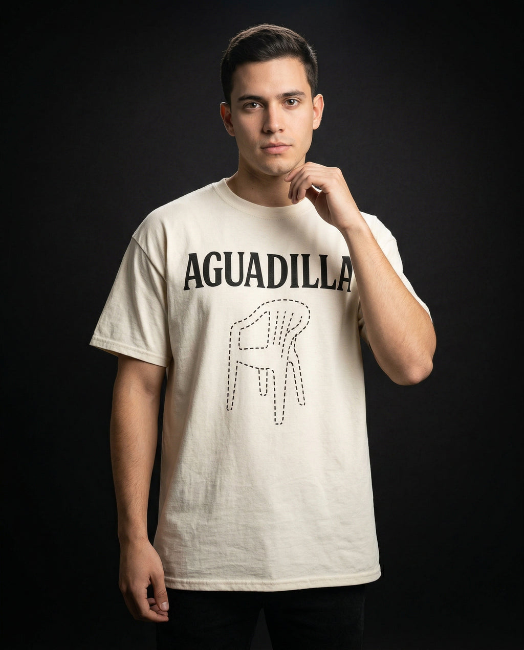 AGUADILLA Chair T-Shirt - El que se va pa' Aguadila pierde su silla — aguadilla-chair-t-shirt-el-que-studio-02-three-quarter