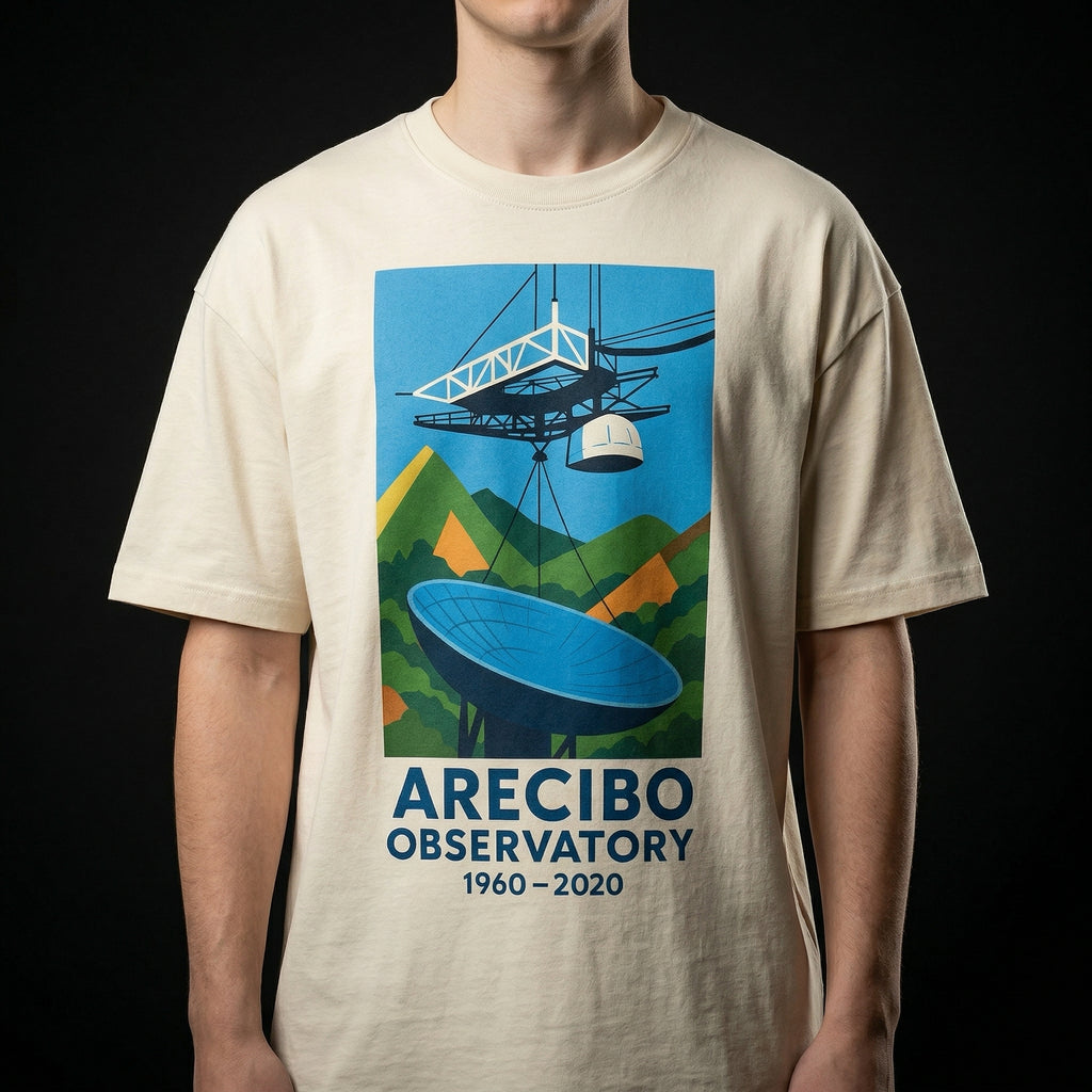 ARECIBO OBSERVATORY 1960–2020 T-Shirt — arecibo-observatory-1960-2020--studio-03-chest-print