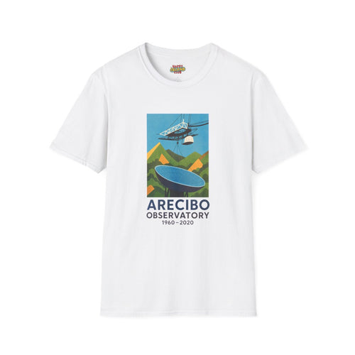 Front view of ARECIBO OBSERVATORY 1960–2020 T-Shirt on a clean background