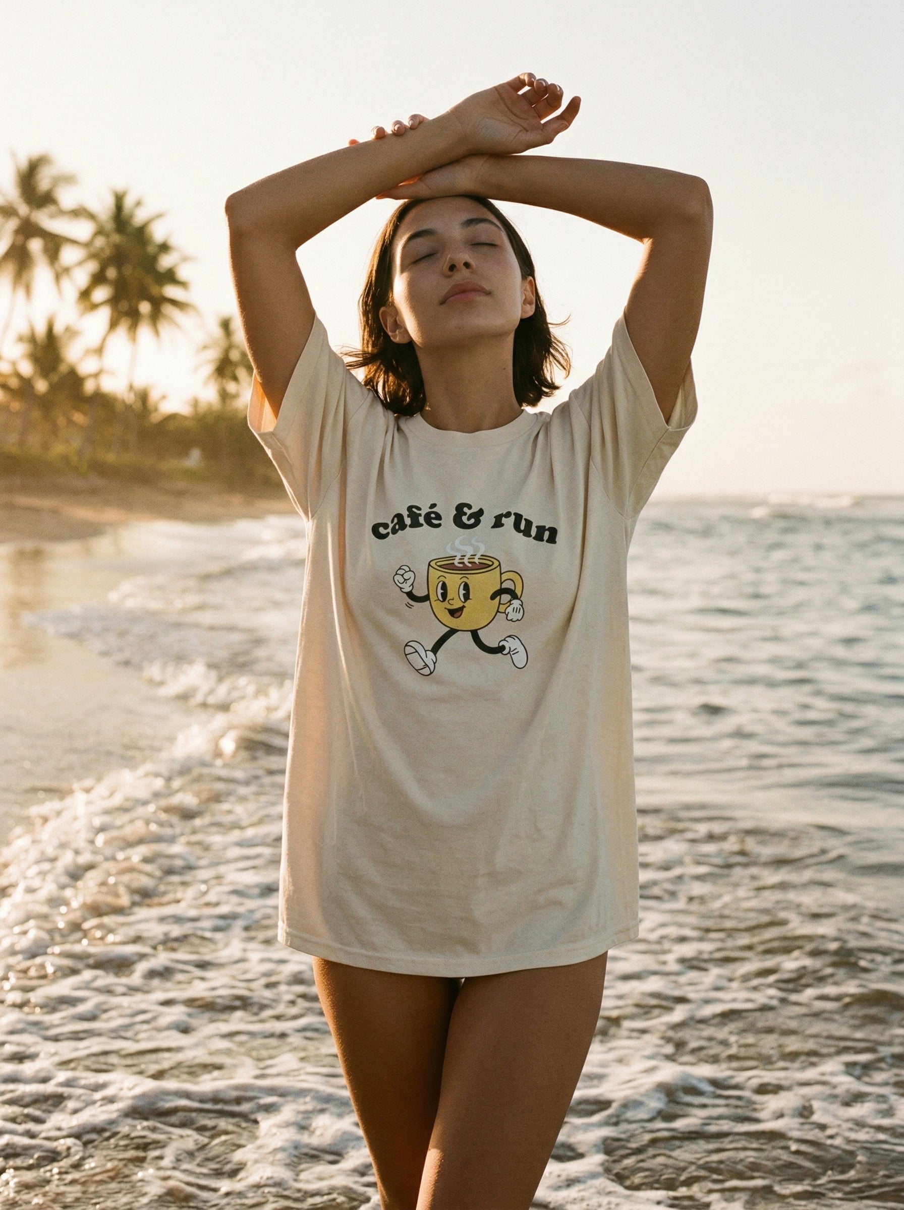 Café con run — caf-con-run-lifestyle-a-arms-up-sun-stretch