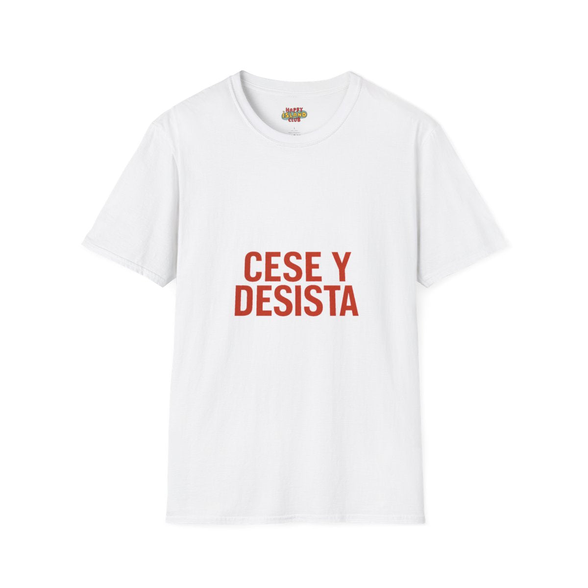 Front view of CESE Y DESISTA on a clean background