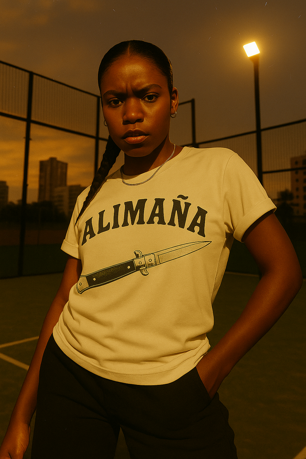 ALIMAÑA T-Shirt with Switchblade Graphic - design-applied-model-3-variant-2-2025-04-27T19-22-01-188Z.png