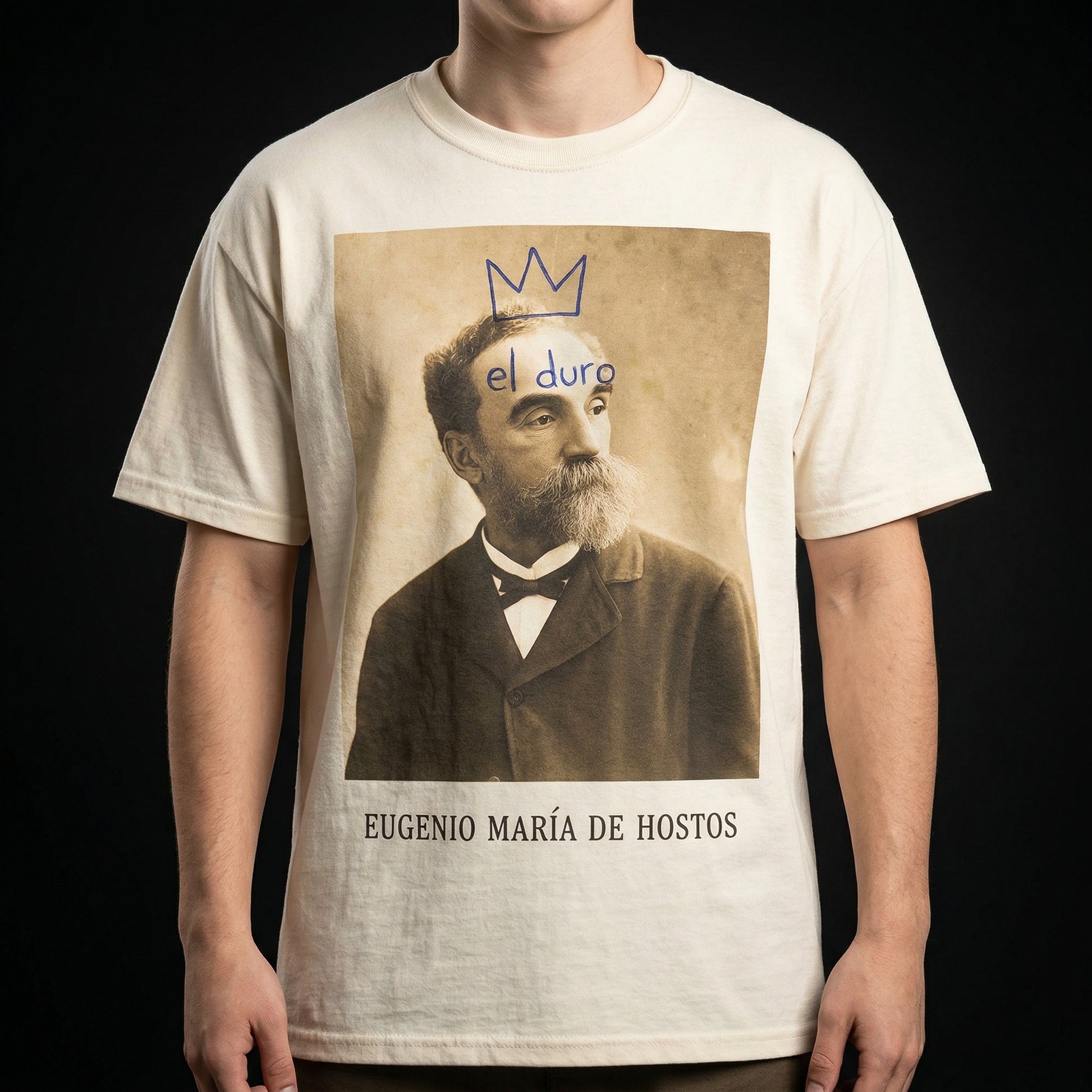 El Duro - Eugenio María de Hostos T-Shirt — el-duro-eugenio-mar-a-de-hosto-studio-03-chest-print