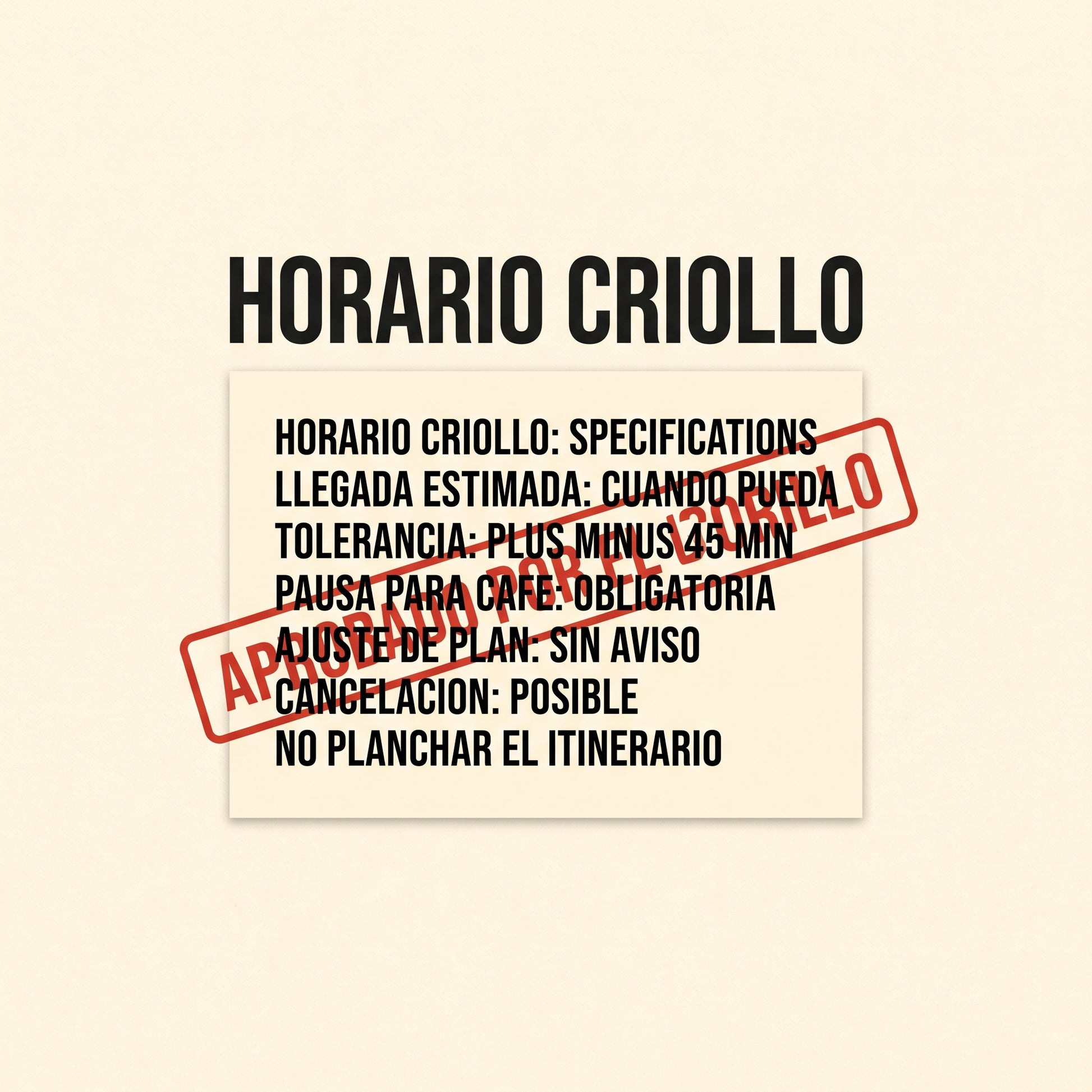HORARIO CRIOLLO — design