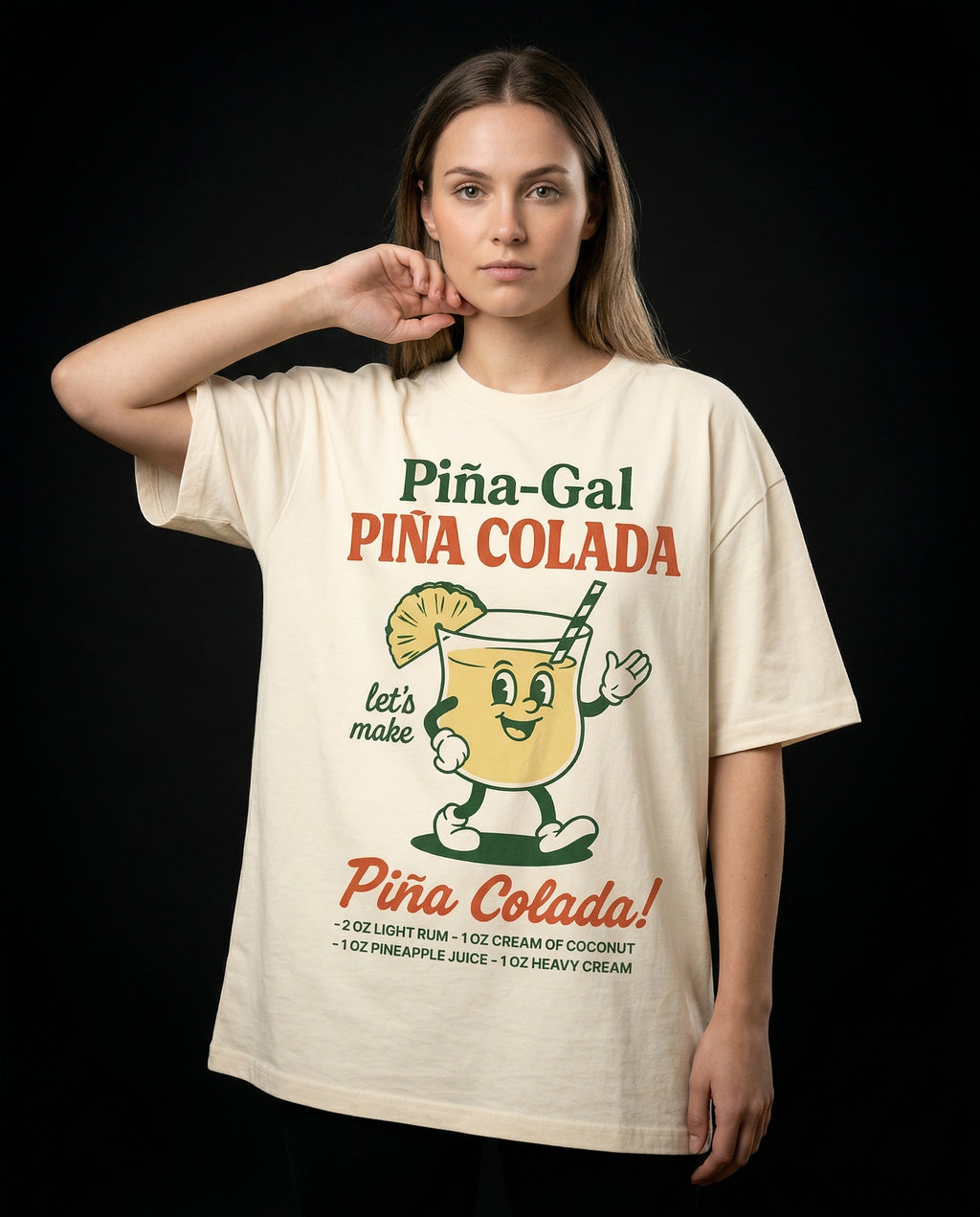 Piña-Gal Piña Colada T-Shirt — pi-a-gal-pi-a-colada-t-shirt-studio-02-three-quarter