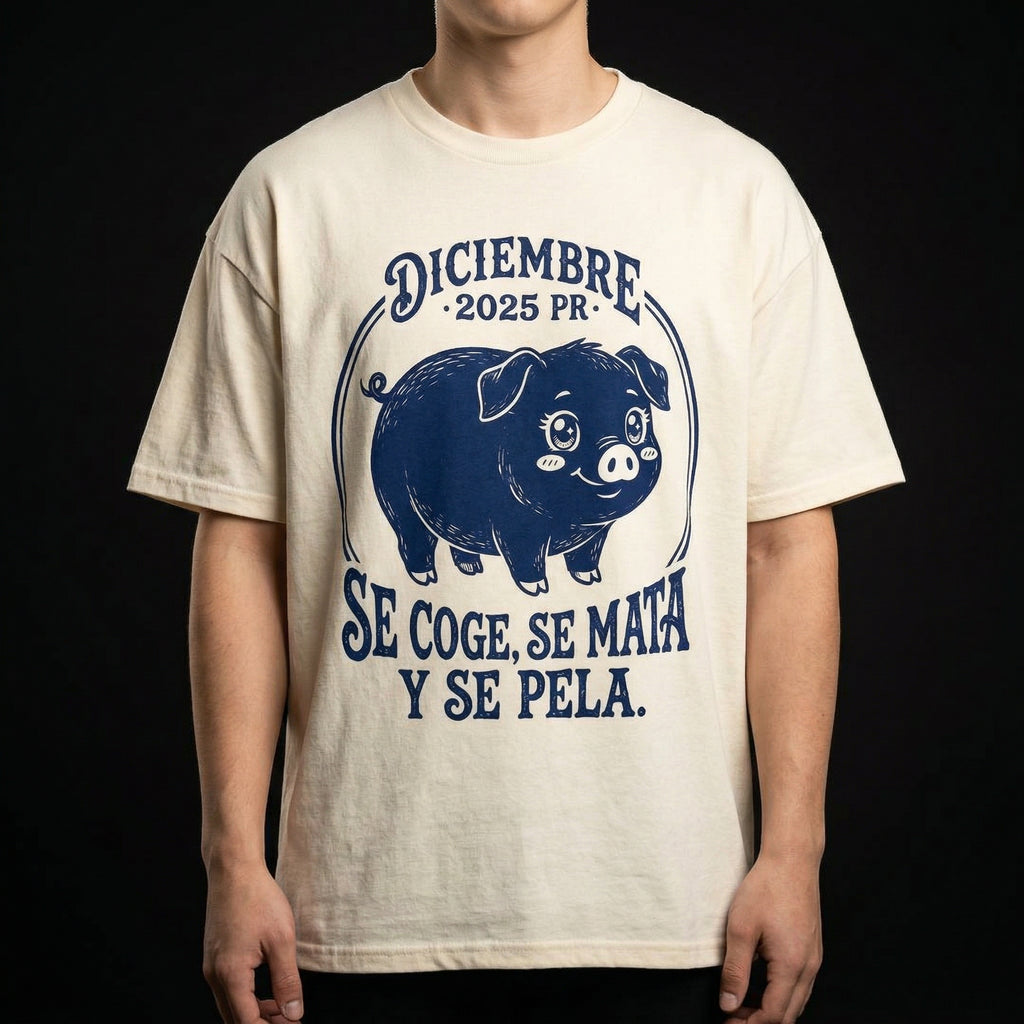 Pig Themed Festive T-Shirt — pig-themed-festive-t-shirt-studio-03-chest-print