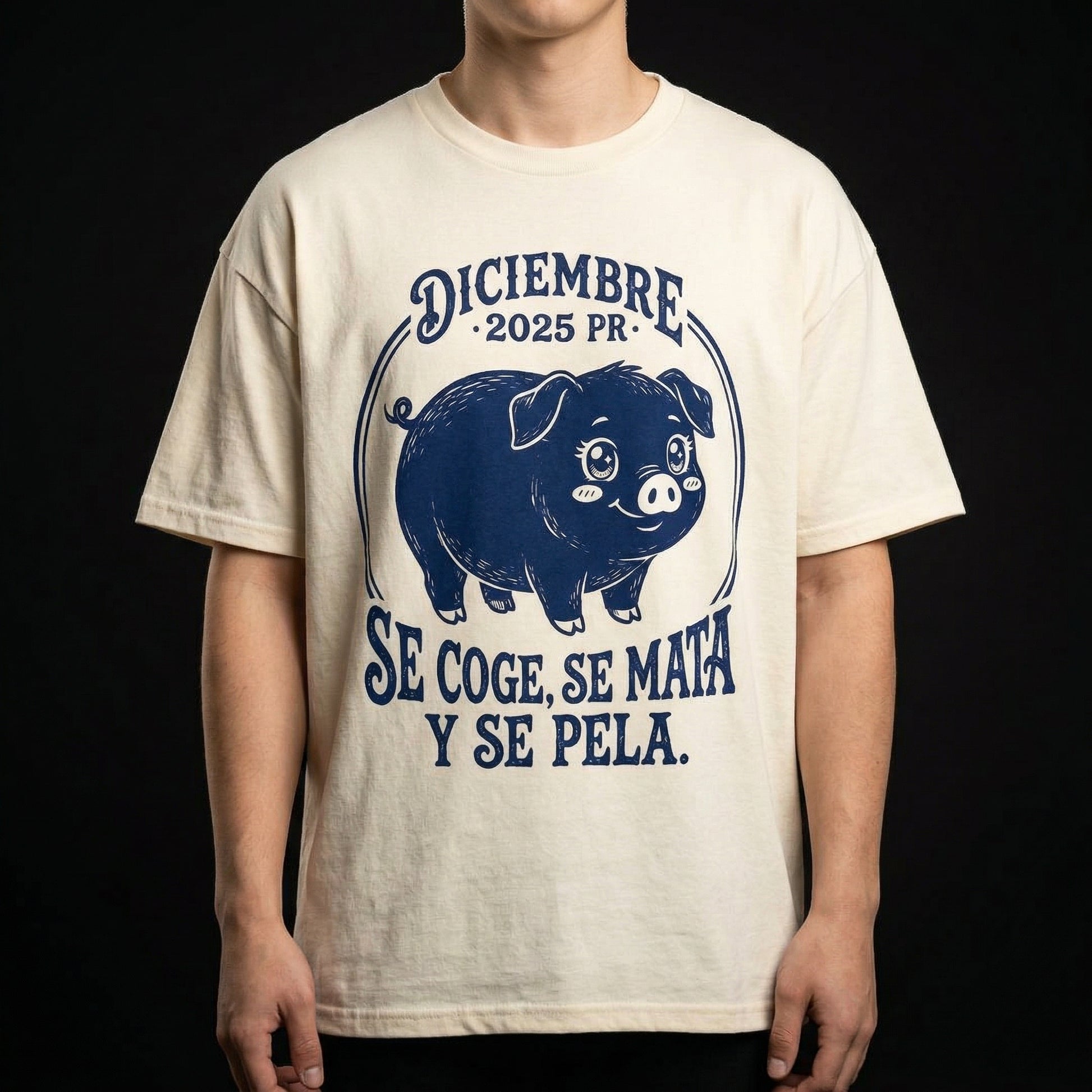 Pig Themed Festive T-Shirt — pig-themed-festive-t-shirt-studio-03-chest-print
