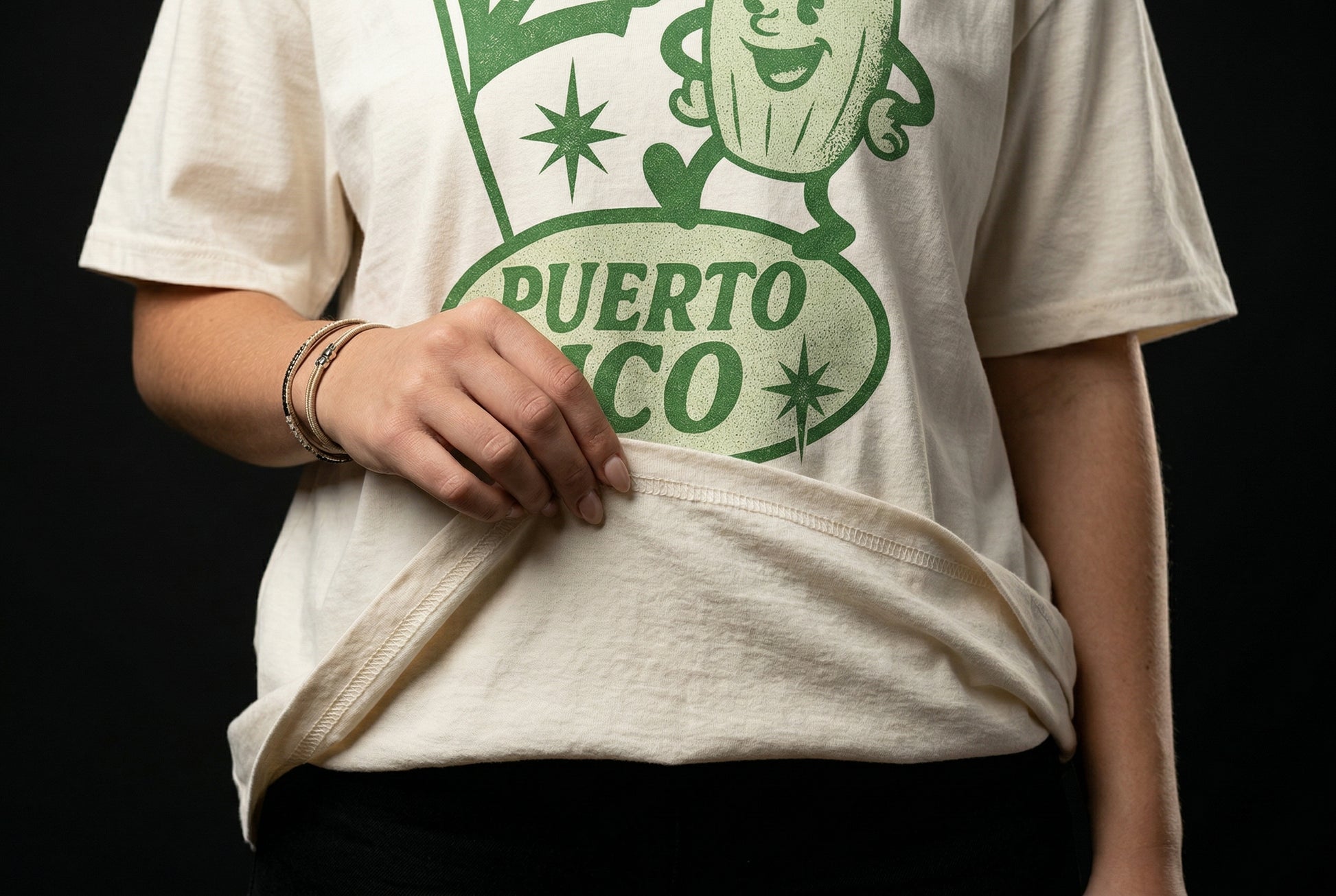 Puerto Rico Pride T-Shirt — puerto-rico-pride-t-shirt-studio-05-hem-hand