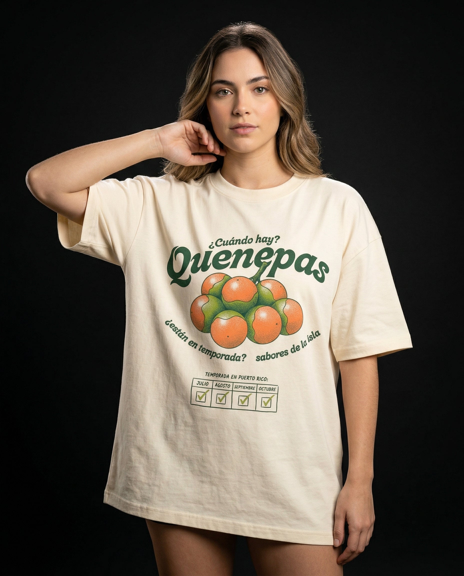 Quenepas Seasonal T-Shirt — quenepas-seasonal-t-shirt-studio-02-three-quarter