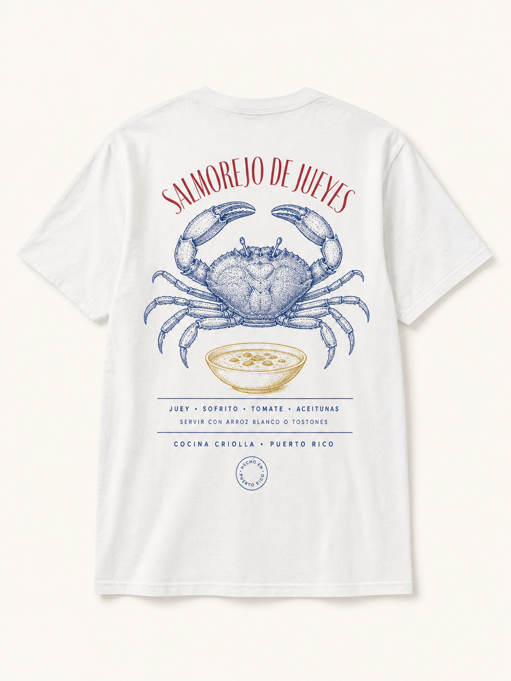 Salmorejo de Jueyes white T-shirt product photo