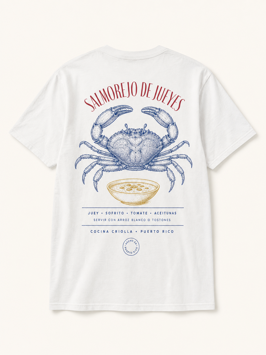 Salmorejo de Jueyes white T-shirt product photo