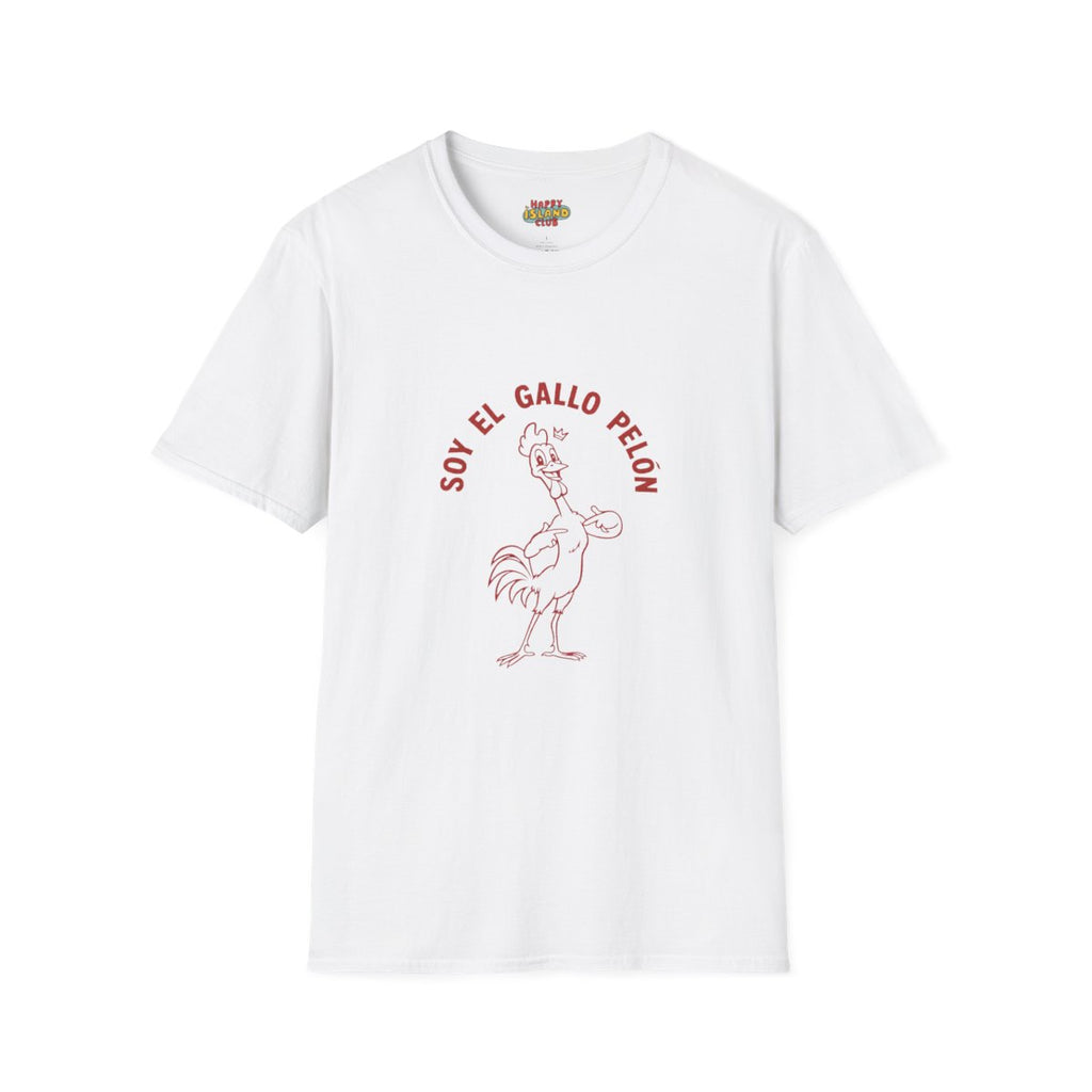 Front view of Soy El Gallo Pelón T-Shirt on a clean background